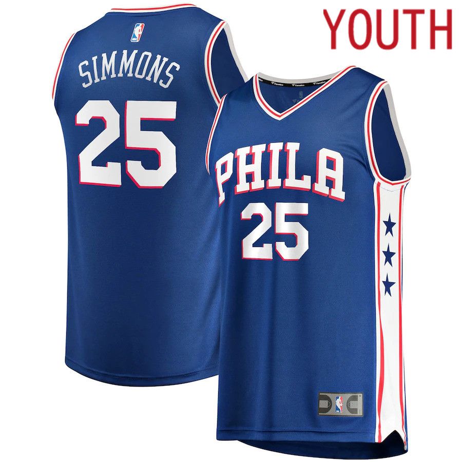 Youth Philadelphia 76ers 25 Ben Simmons Fanatics Branded Royal Fast Break Replica NBA Jersey